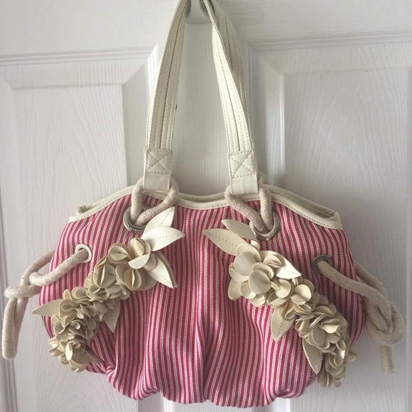 United Colors Of Benetton Handbags - United Colors of Benetton Pink Striped Sailing Bag